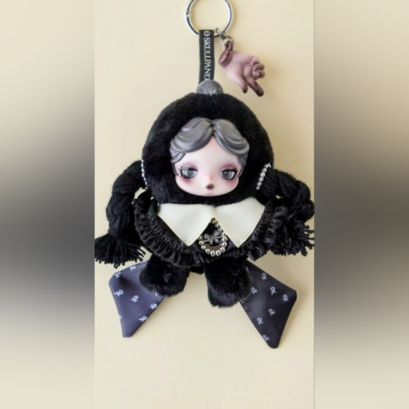 Skull Panda × Wednesday Figure - Black and White.